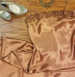 Elegant Bronze Satin Prom Dress